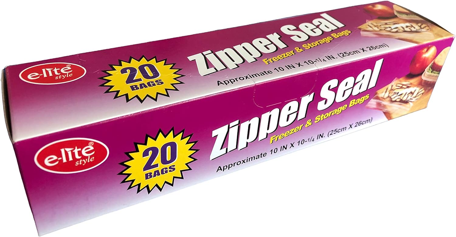 ELITE LARGE ZIPPER SEAL FOOD BAGS 20/PK. 2006003 \\\KD28482