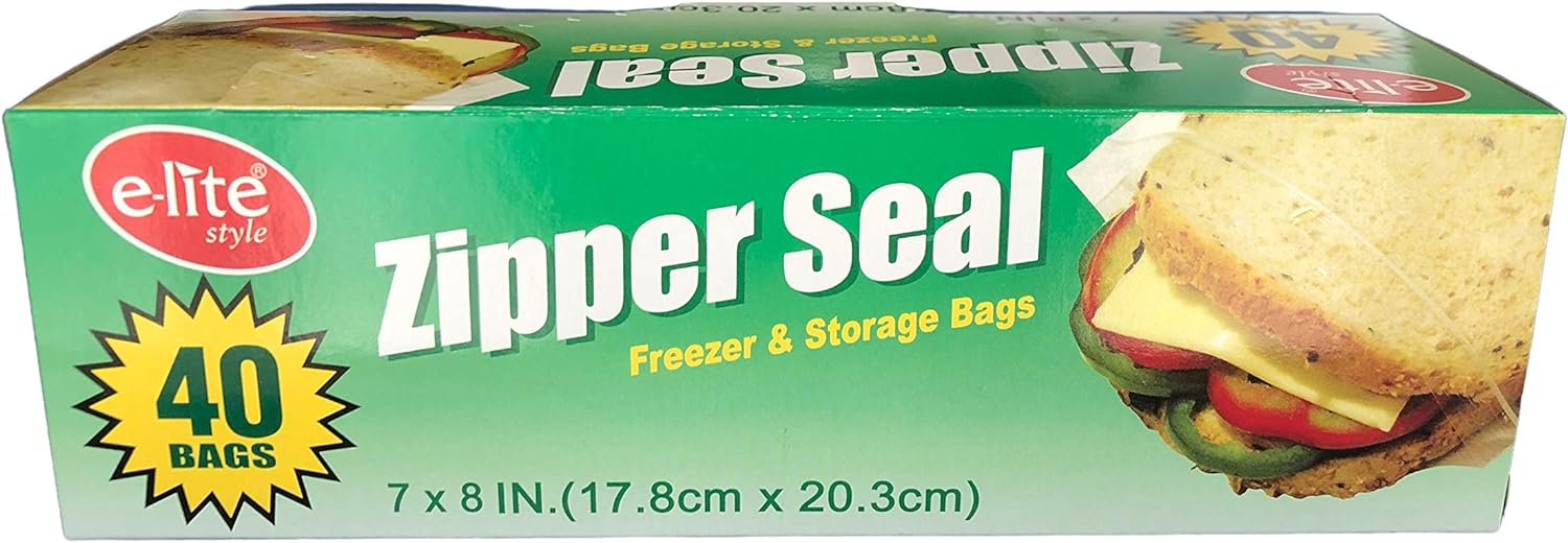 ELITE SMALL ZIPPER SEAL FOOD BAGS 40/PK. 2006004 \\\KD28483