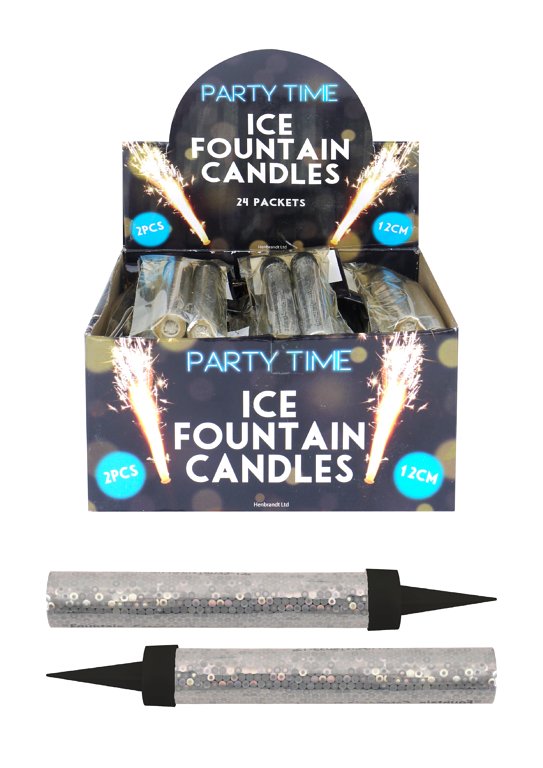 PACK OF 2 SILVER FOUNTAINS CANDLE APX 12CM. X39122A \\\KD28500