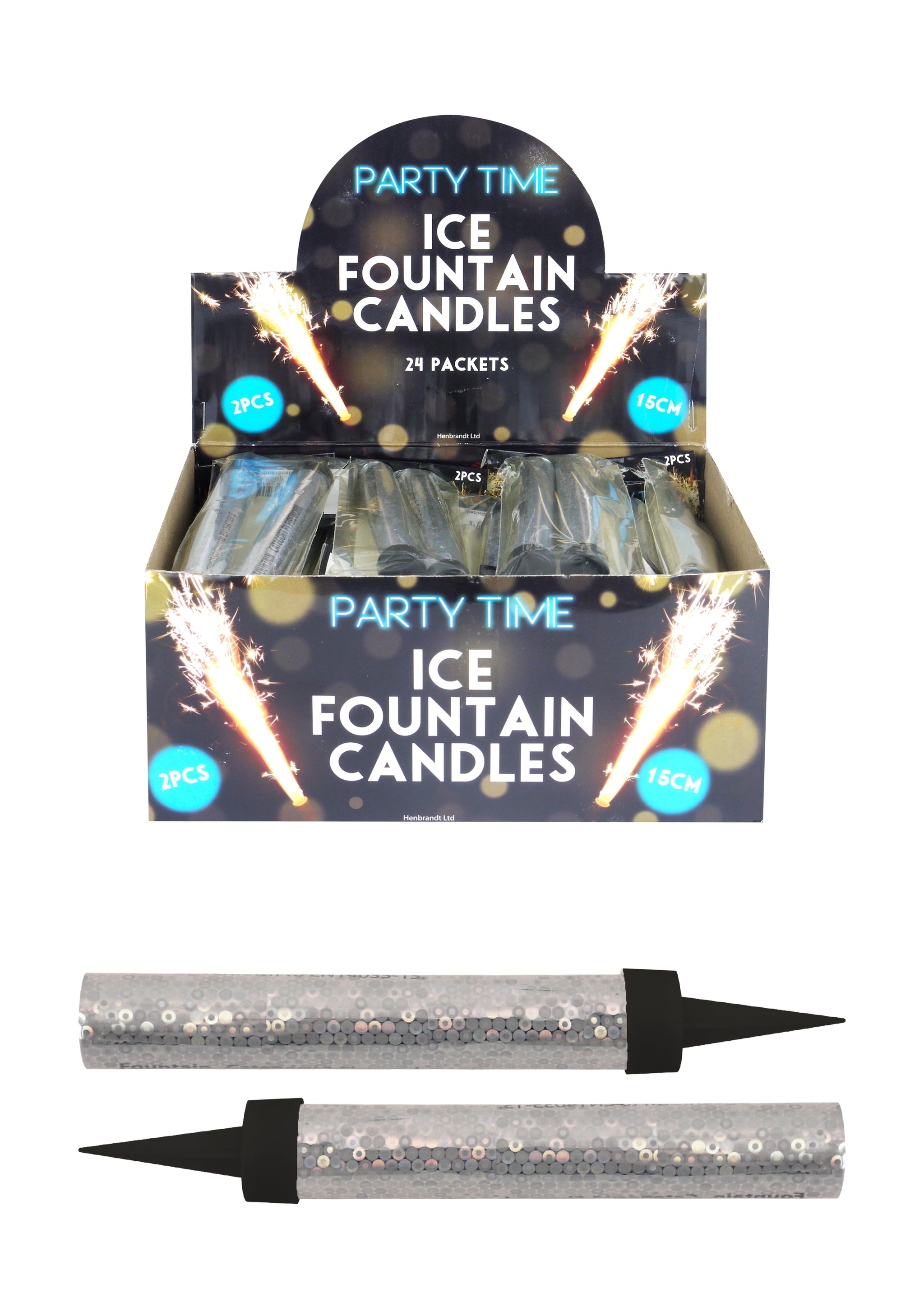 PACK OF 2 SILVER FOUNTAINS CANDLE APX 15 CM. X39129 \\\KD28501