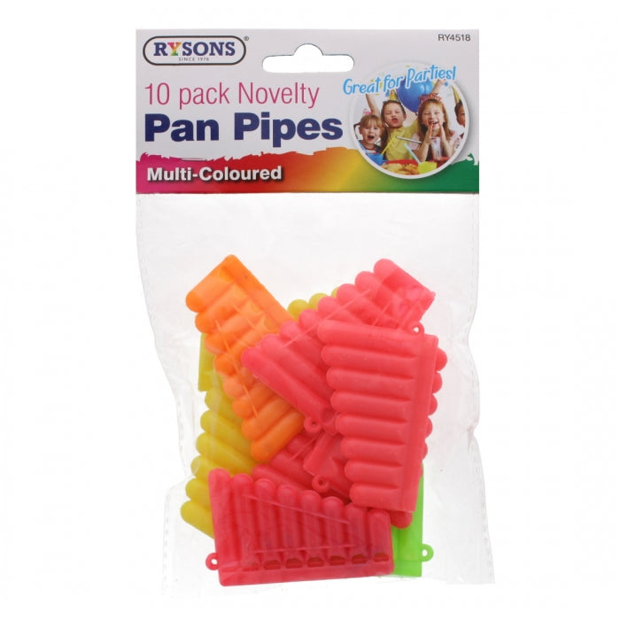 RYSONS ASSORTED COLOUR NOVELTY PAN PIPES 10/PK. RY4518 \\\KD28529