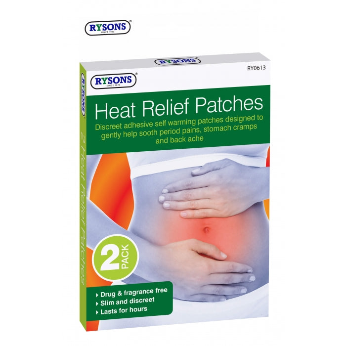 RYSONS HEAT STOMACH CRAMPS & BACK ACHE PAIN RELIEF PATCHES 2/PK. RY0613 \\\KD28531