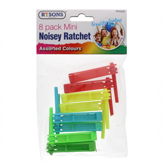 RYSONS ASSORTED COLOURS MINI NOISEY RATCHET 8/PK. RY4522 \\\KD28532