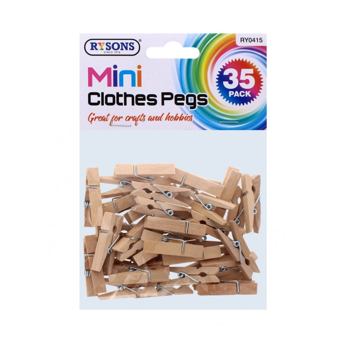 RYSONS WOODEN MINI CLOTH PEGS 35/PK. RY0415 \\\KD28534