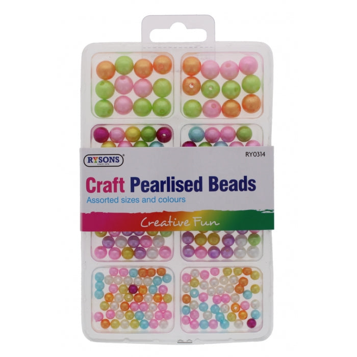 RYSONS ASSORTED SIZE AND COLOURS CRAFT PEARLISED BEADS. RY0314 \\\KD28540
