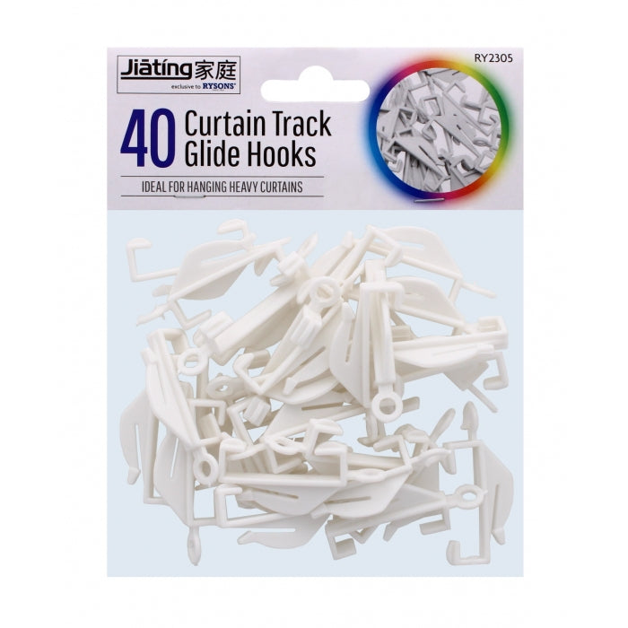 RYSONS CURTAIN TRACK GLIDE HOOKS 40/PK. RY2305 \\\KD28591