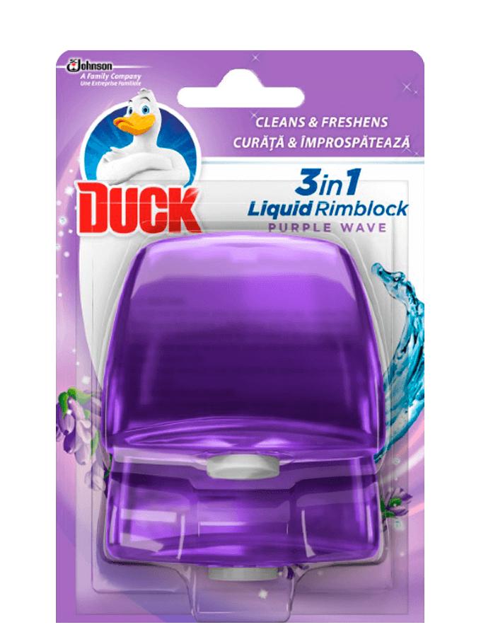 DUCK 3 IN 1 TOILET RIMBLOCK HOLDER PURPLE WAVE 55ML. TDRW \\\KD28639