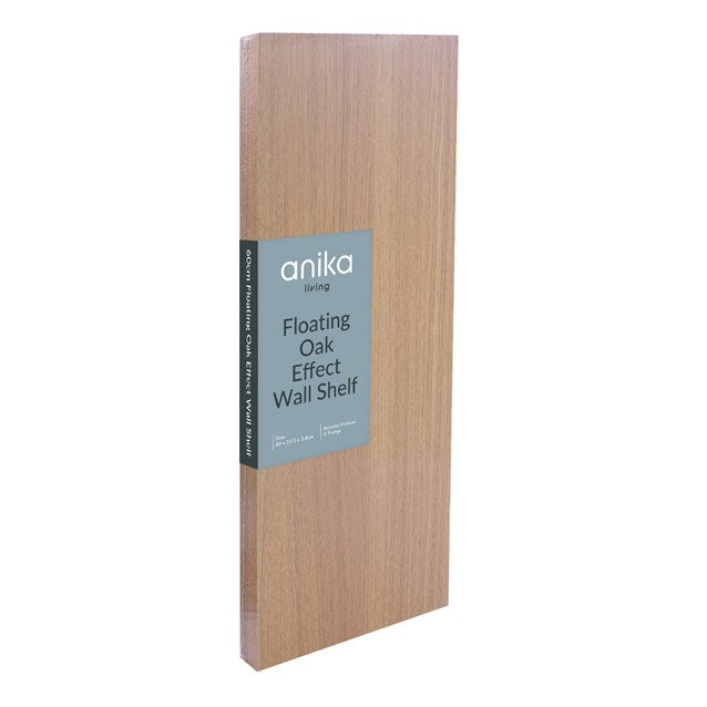 ANIKA WOODEN OAK EFFECT FLOATING SHELF 60CM. BML62710 \\\KD28682