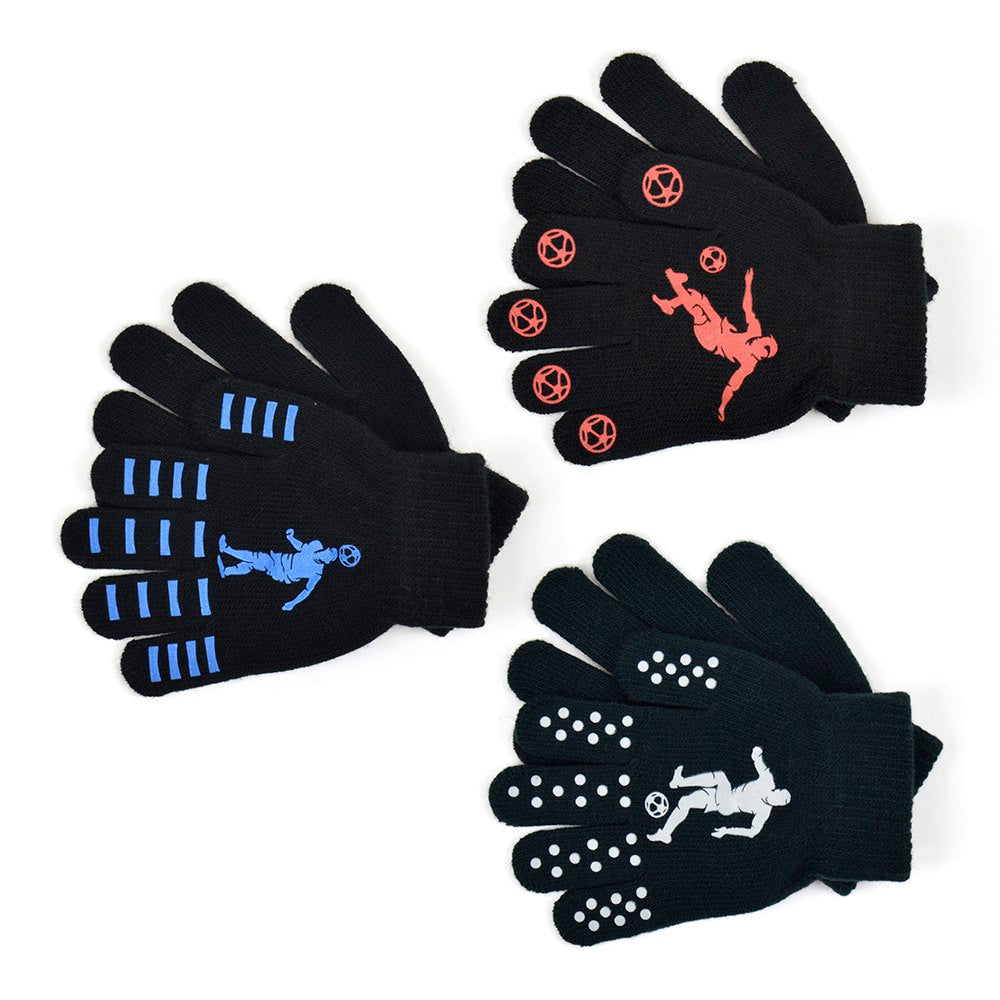 BOYS THERMAL MAGIC FOOTBALL DESIGN GLOVES 12/PK. GL113 \\\KD28702
