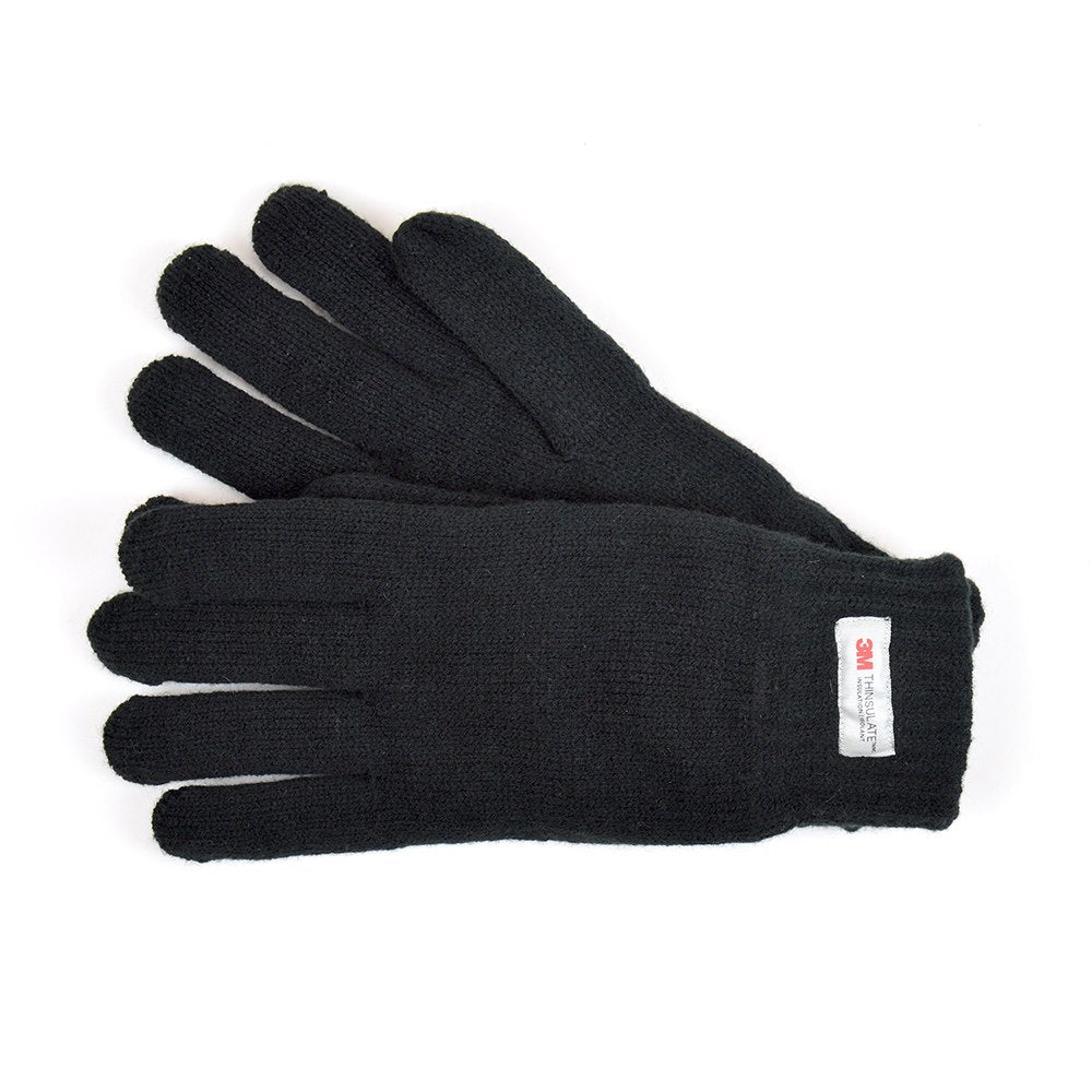 MENS BLACK THINSULATE KNITTED GLOVES 12/PK. GL130BK \\\KD28712