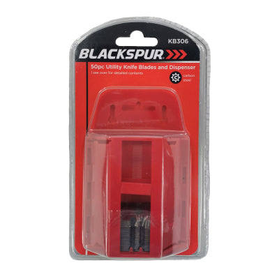 BLACKSPUR HIGH CARBON STEEL UTILITY KNIFE BLADES AND DISPANSER 50PCS. BB-KB306 \\\KD28772