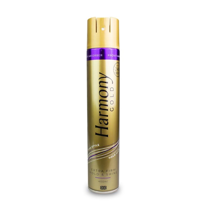 HARMONY GOLD EXTRA FIRM HOLD & SHINE HAIRSPRAY 400ML 6/PK. 033402 \\\KD28790