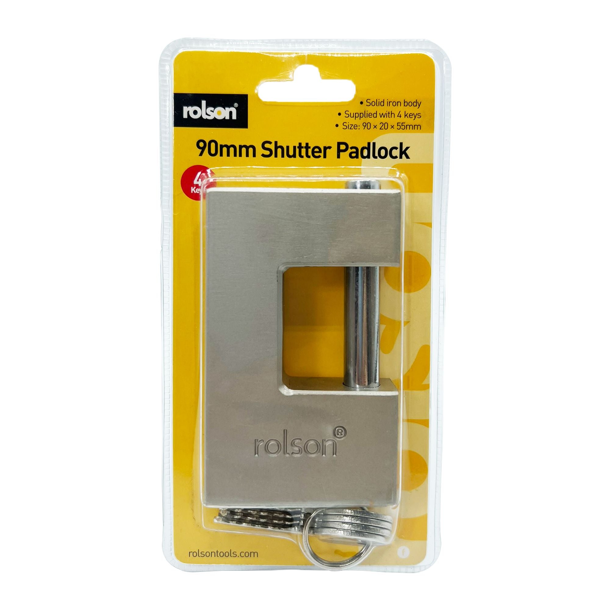 ROLSON 90MM ALUMINIUM SHUTTER PADLOCK WITH 4 KEYS. RT66489 \\\KD28855