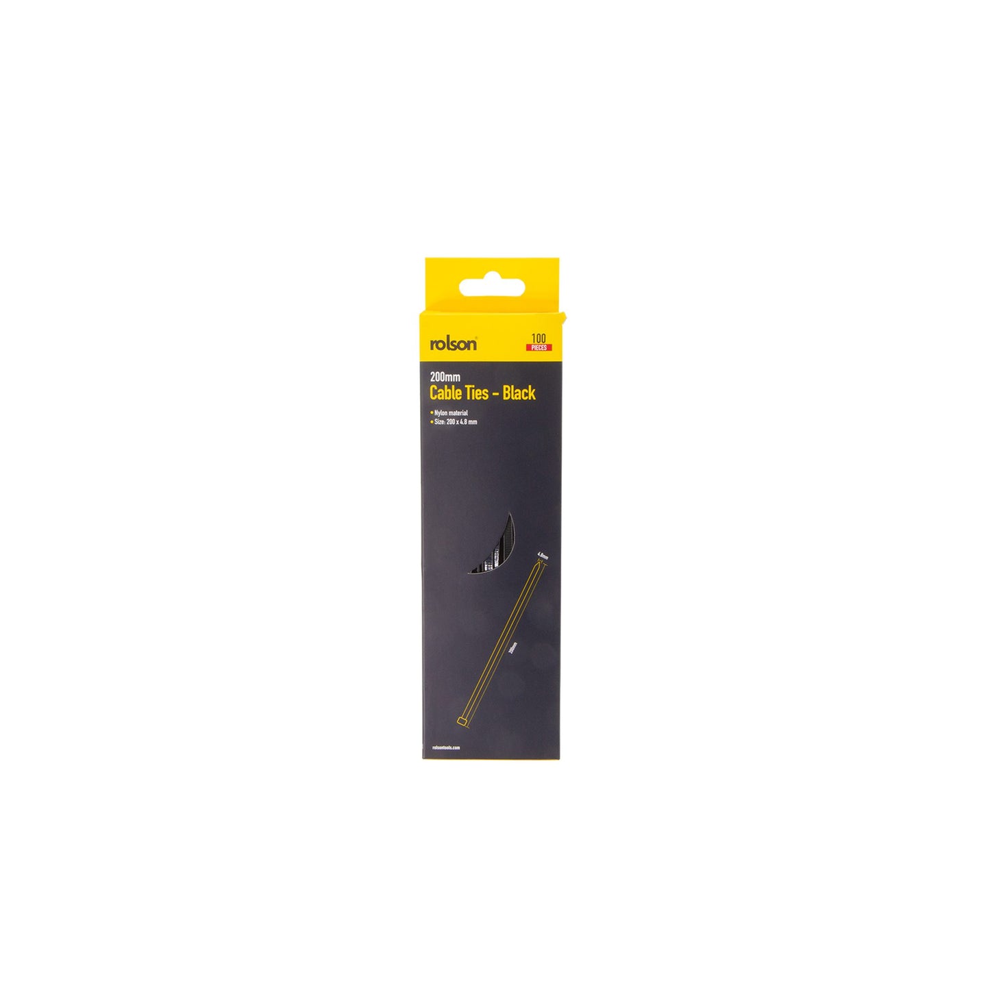ROLSON 100 PCS CABLE TIES BLACK 200 X 4.8MM. RT60882 \\\KD28865