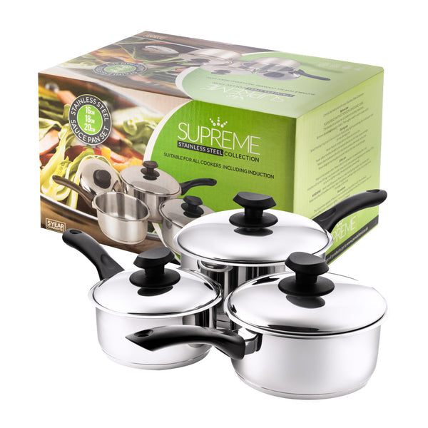 PENDEFORD STAINLESS STEEL COLLECTION SAUCE PAN SET 3 PIECE (16 / 18 / 20CM). SS213 \\\KD28954