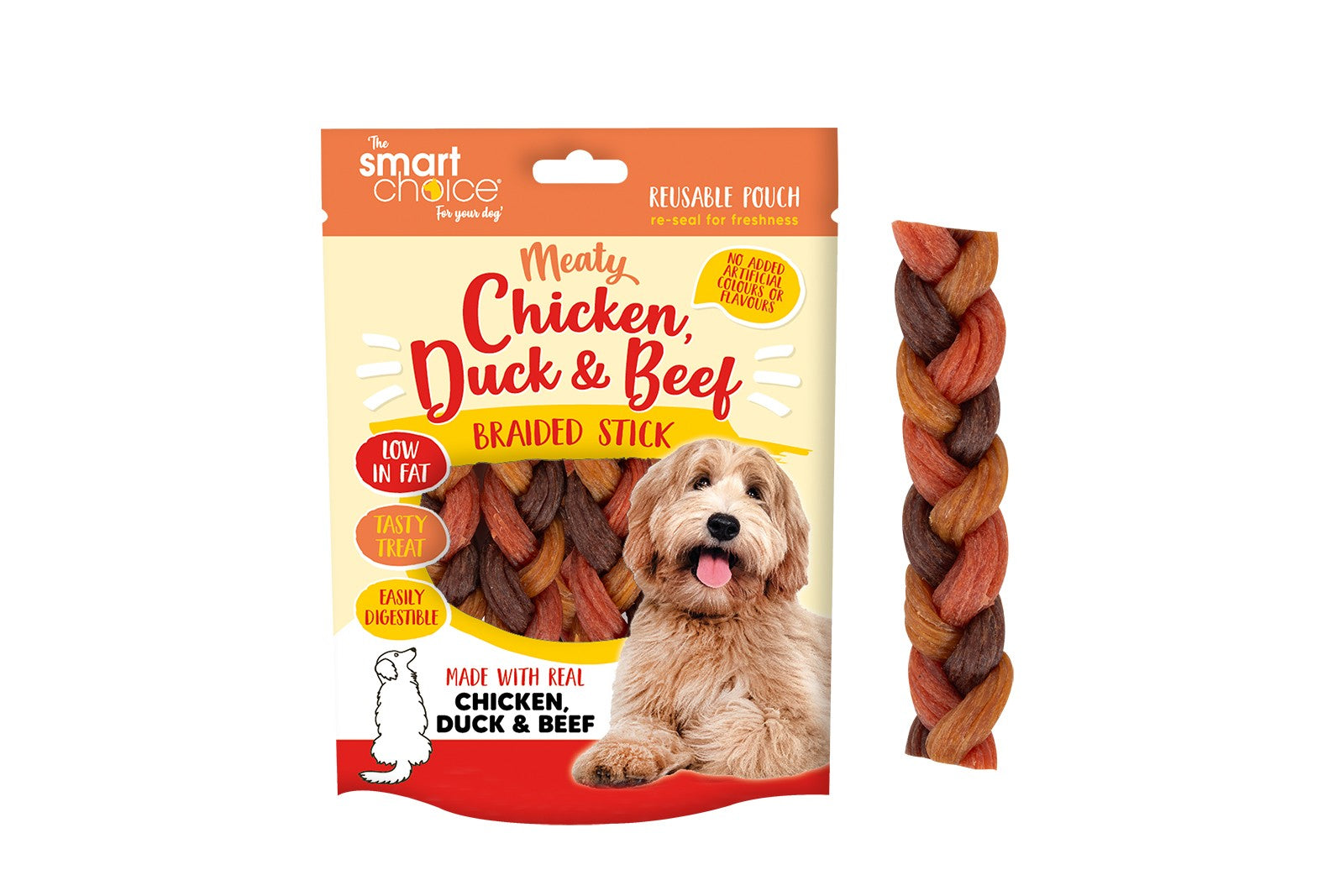 THE SMART CHOICE TRIO MEATY BRAIDED DOG STICK 4/PK. SC1733 \\\KD28974