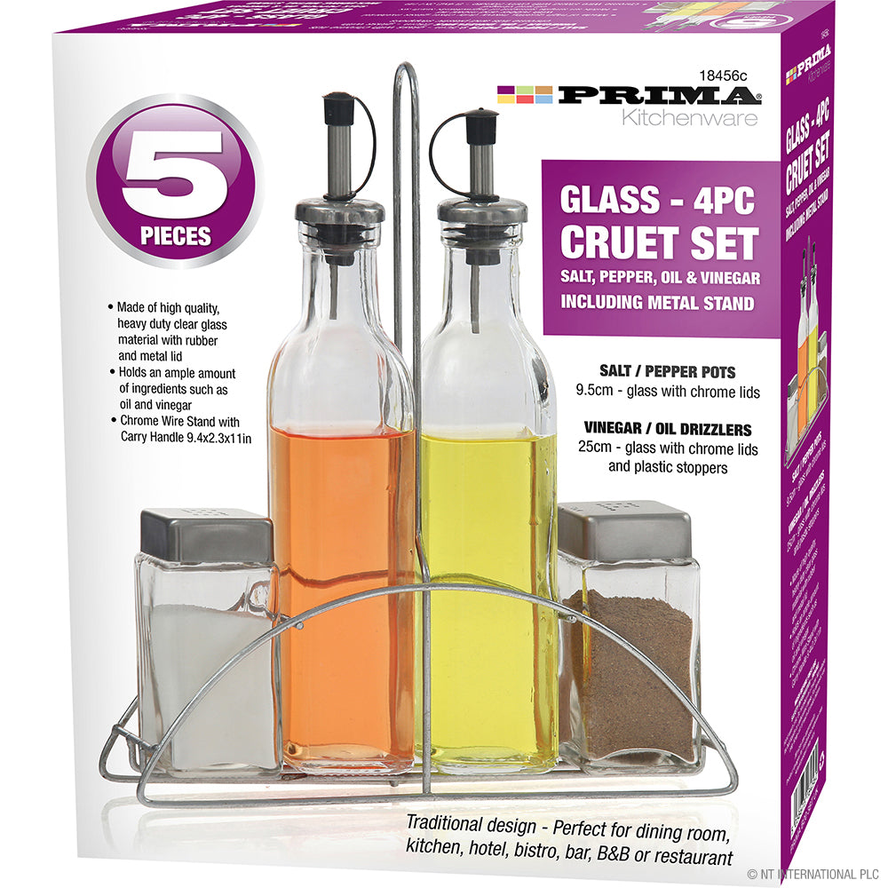 PRIMA 5PC GLASS CRUET SET. 18456C \\\KD28996