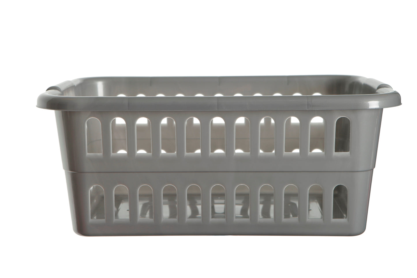 WHITEFURZE 59CM RECTANGULAR LAUNDRY BASKET SILVER. H191R2 \\\KD29020