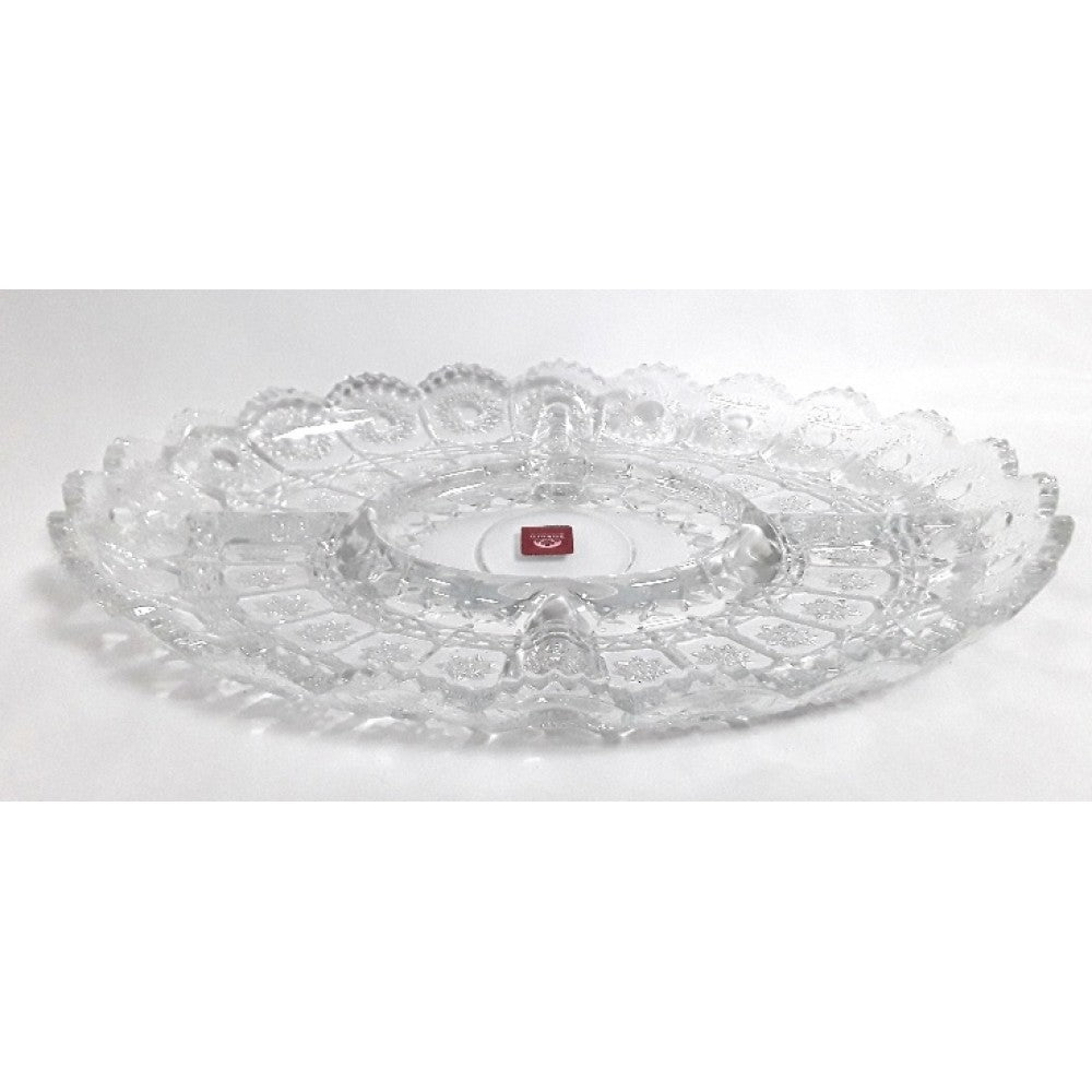 SAKURA 5 COMPARTMENT OVAL GLASS DISH 36 X 23CM. GIR474 \\\KD29042