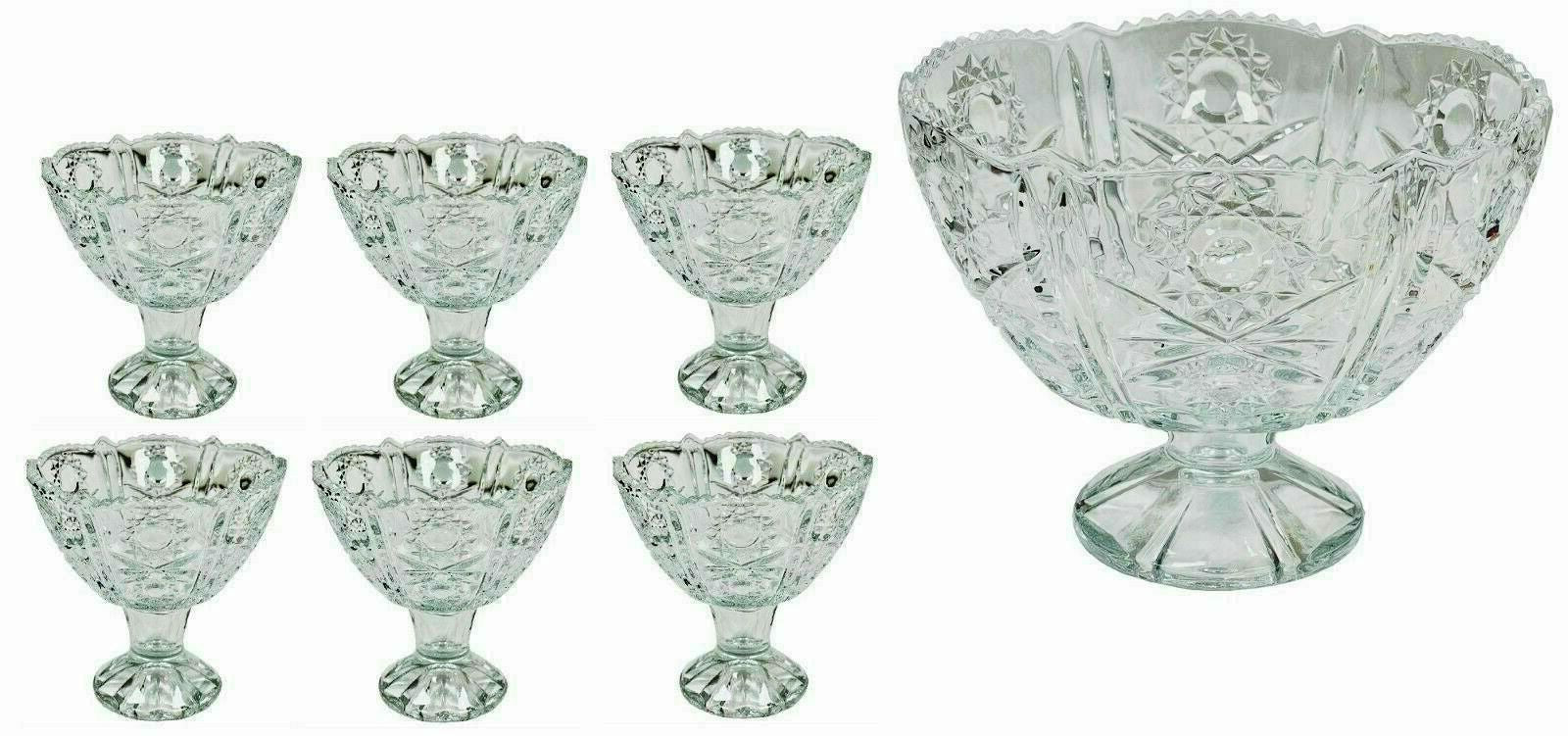 DELISOGA VINTAGE 7PCS LARGE FOOTED GLASS BOWL SET. GCH327 \\\KD29043