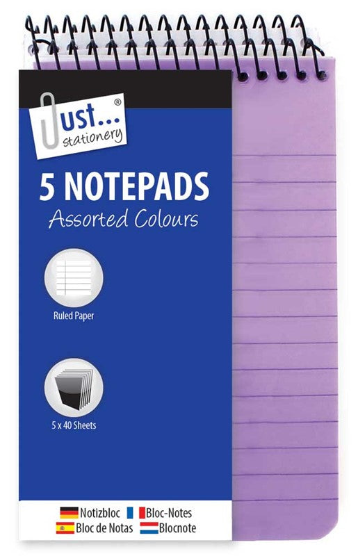 TALLON A7 NEON NOTEBOOKS 5/PK - 126MM X 76MM. TA6618 \\\KD29125