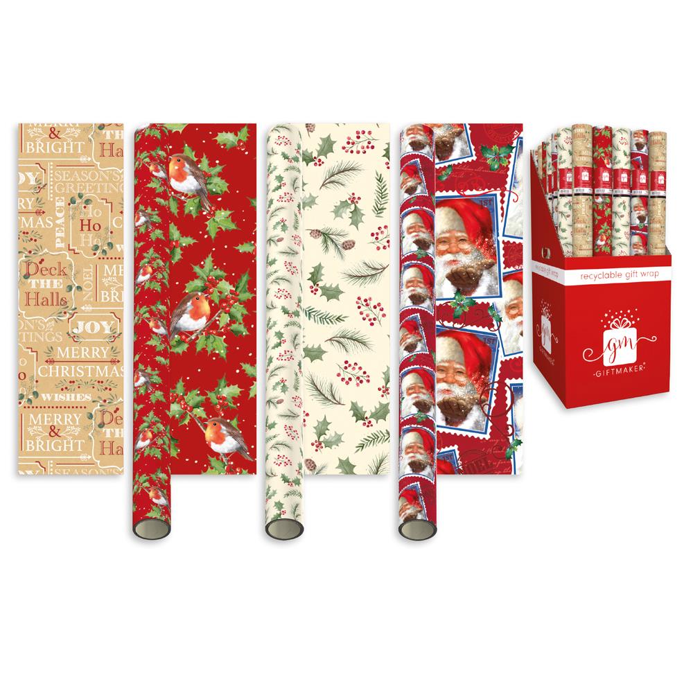 GIFTMAKER TRADITIONAL CHRISTMAS GIFT WRAP 69CM X 7M. XAMGW127 \\\KD29167