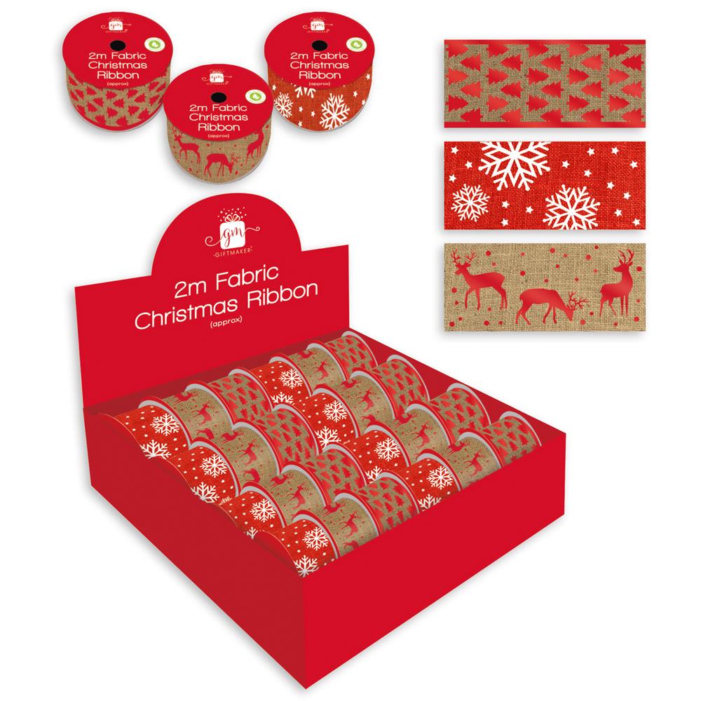 GIFTMAKER CHRISTMAS 2" WIDE FABRIC RIBBON 2M. XALGA359 \\\KD29171