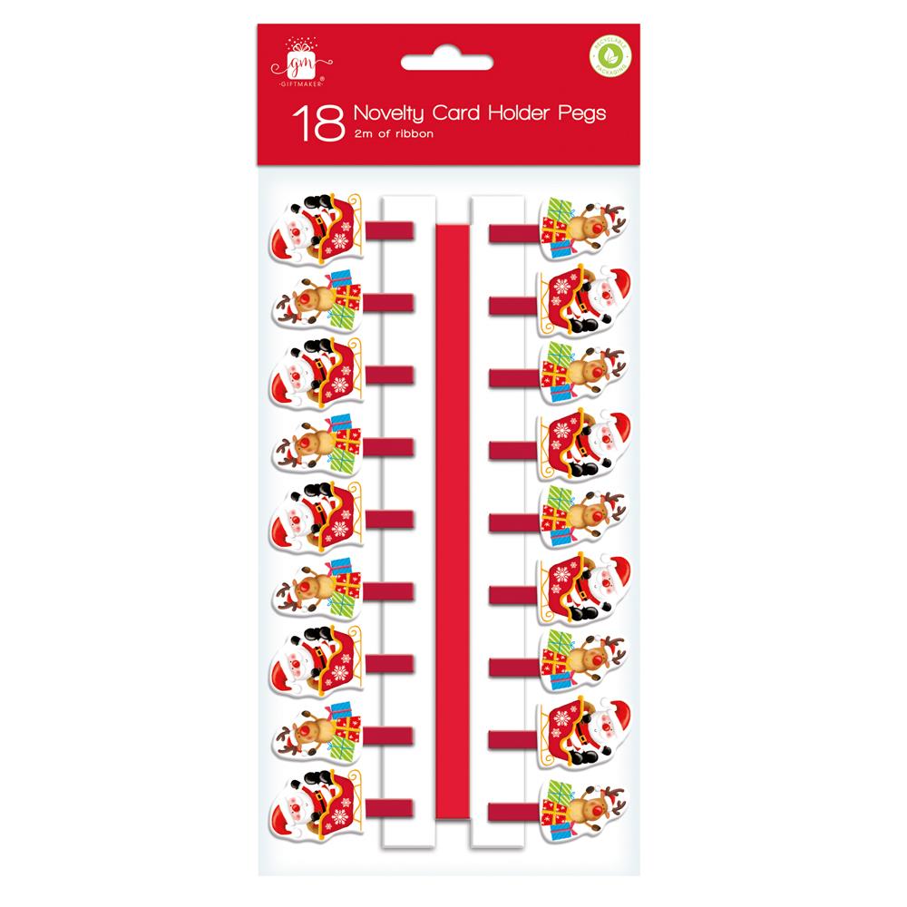 GIFTMAKER CHRISTMAS NOVELTY PEG CARD HOLDERS 18/PK. XANGA500 \\\KD29179