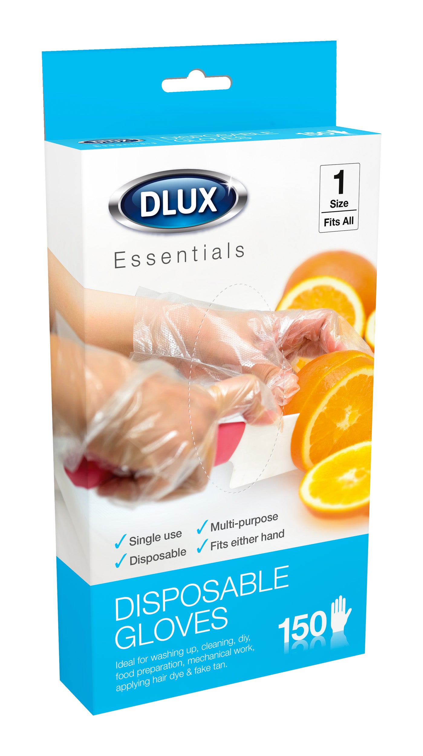 DLUX PLASTIC DISPOSABLE GLOVES 150/PK. Z2210 \\\KD29191