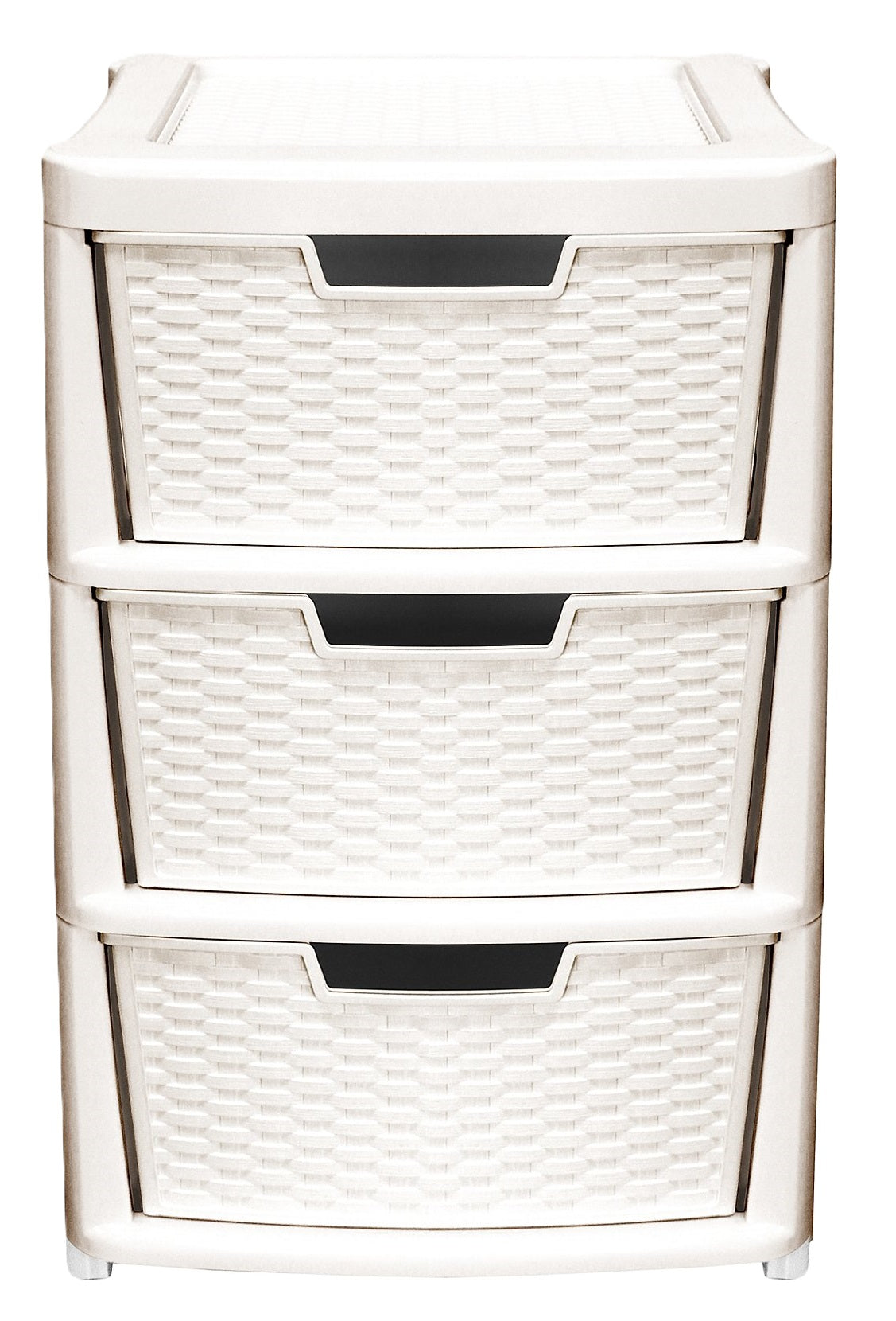 PLASTIC LARGE 3 DRAWER RATTAN TOWER STORAGE UNIT - CREAM. 05114100146 \\\KD29216