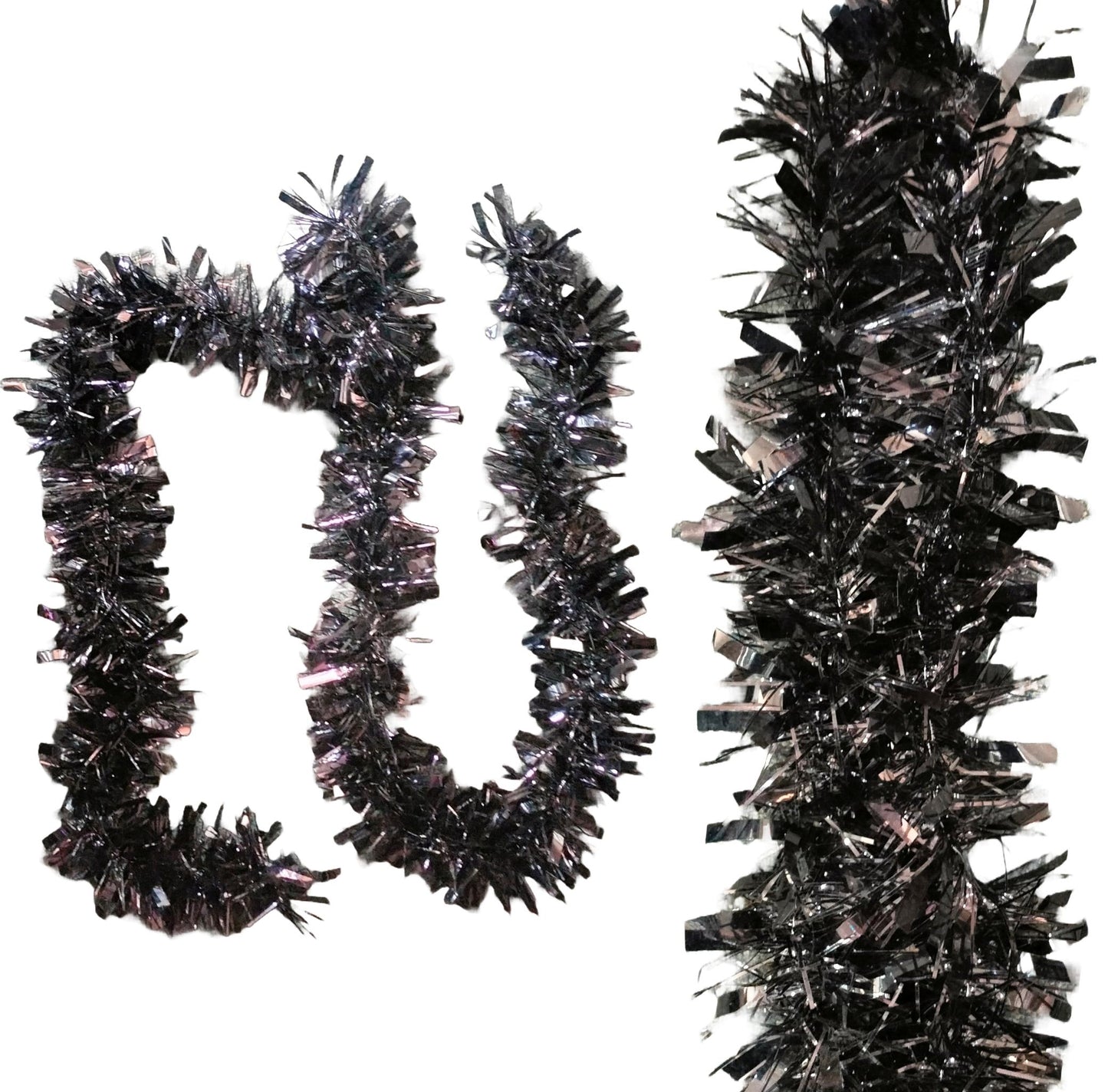 MISTER TINSEL CHRISTMAS DECORATTION VALUE BLACK TINSEL 2M X 100MM. MT/100B/56 \\\KD29231