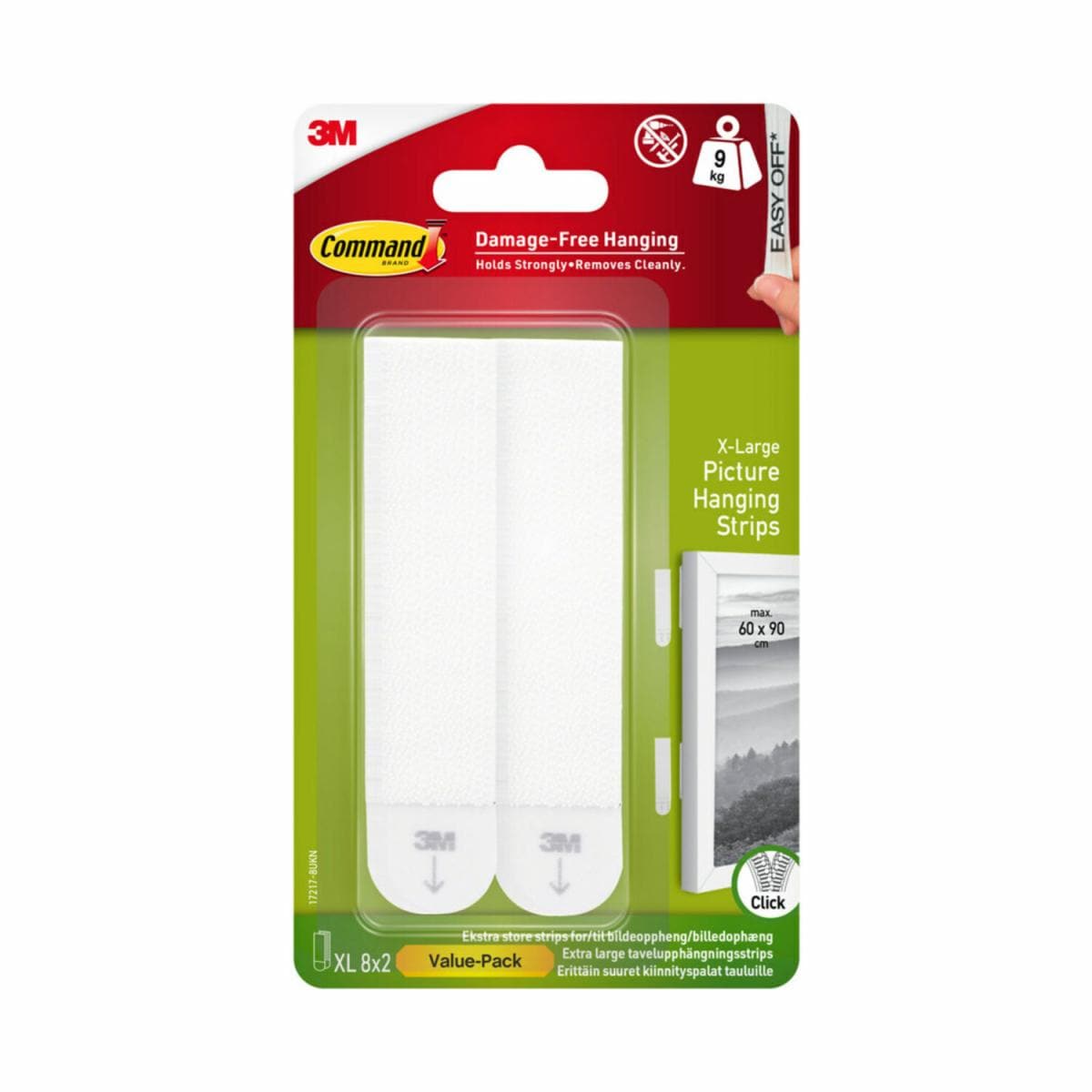 COMMAND 17217-8UKN X-LARGE WHITE PICTURE HANGING STRIPS 8 PAIRS. WL4402-8 \\\KD29234