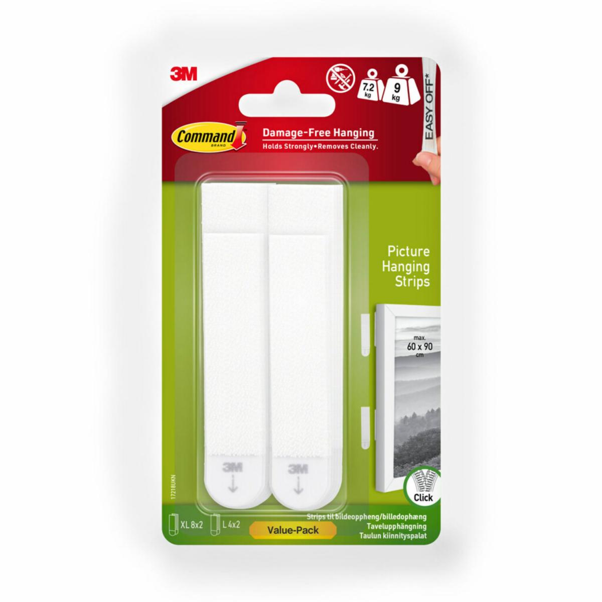 COMMAND 17218UKN ASSORTED WHITE PICTURE HANGING STRIPS. WL4405 \\\KD29235