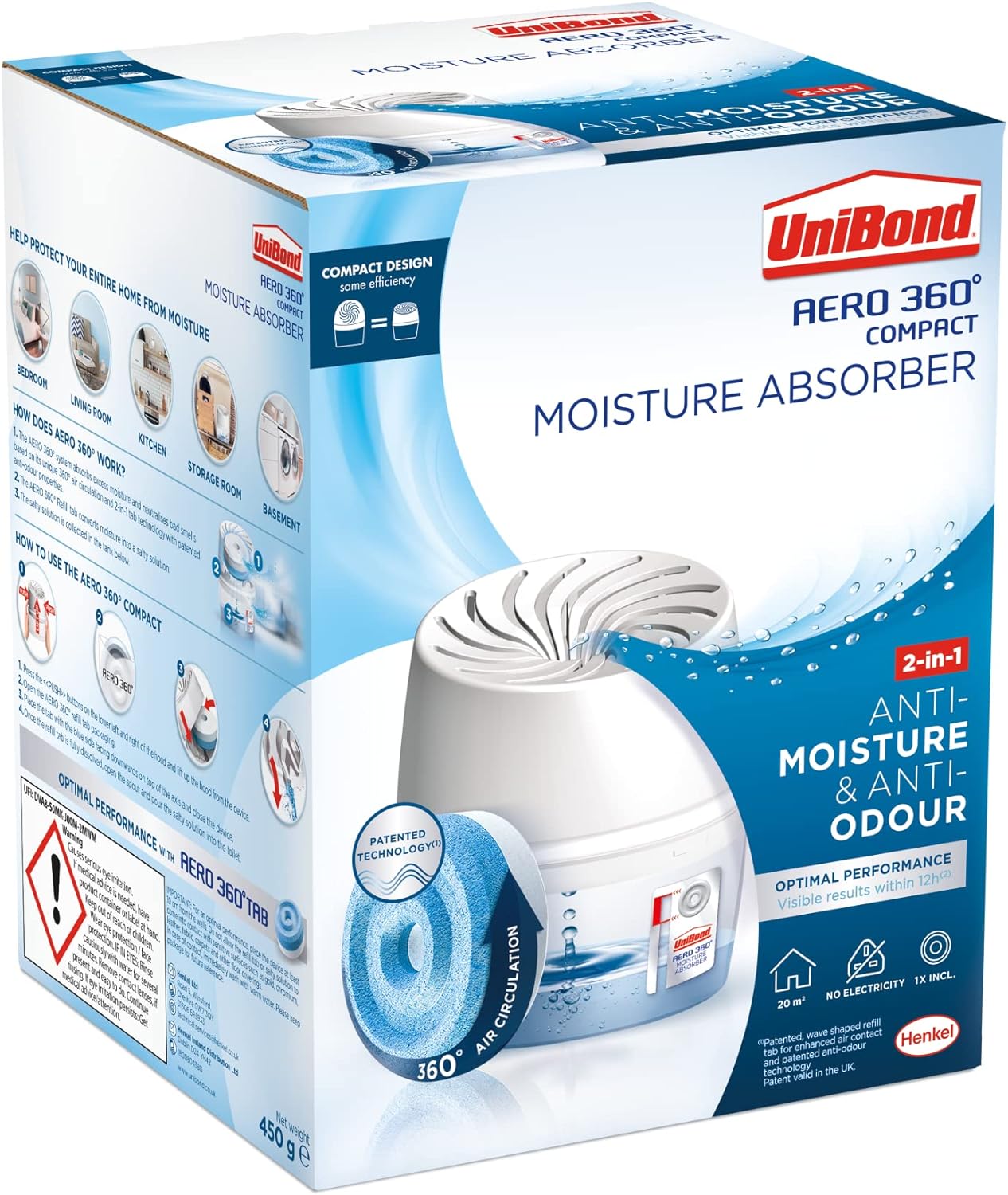 UNIBOND AERO 360 COMPACT MOISTURE ABSORBER UNIT WITH 450GM. 2649574 \\\KD29286