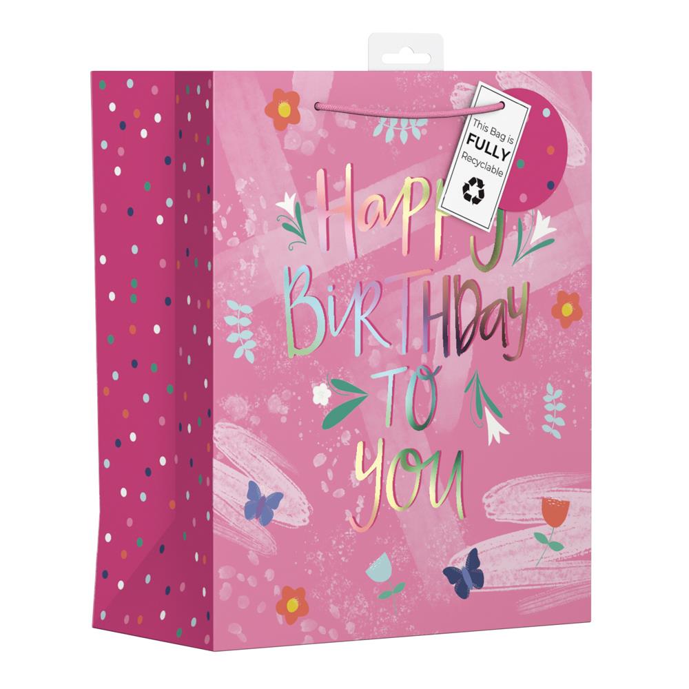 GIFTMAKER FEMALE BIRTHDAY TEXT LARGE GIFT BAGS APX 36 X 28 CM. YANGB50L \\\KD29309