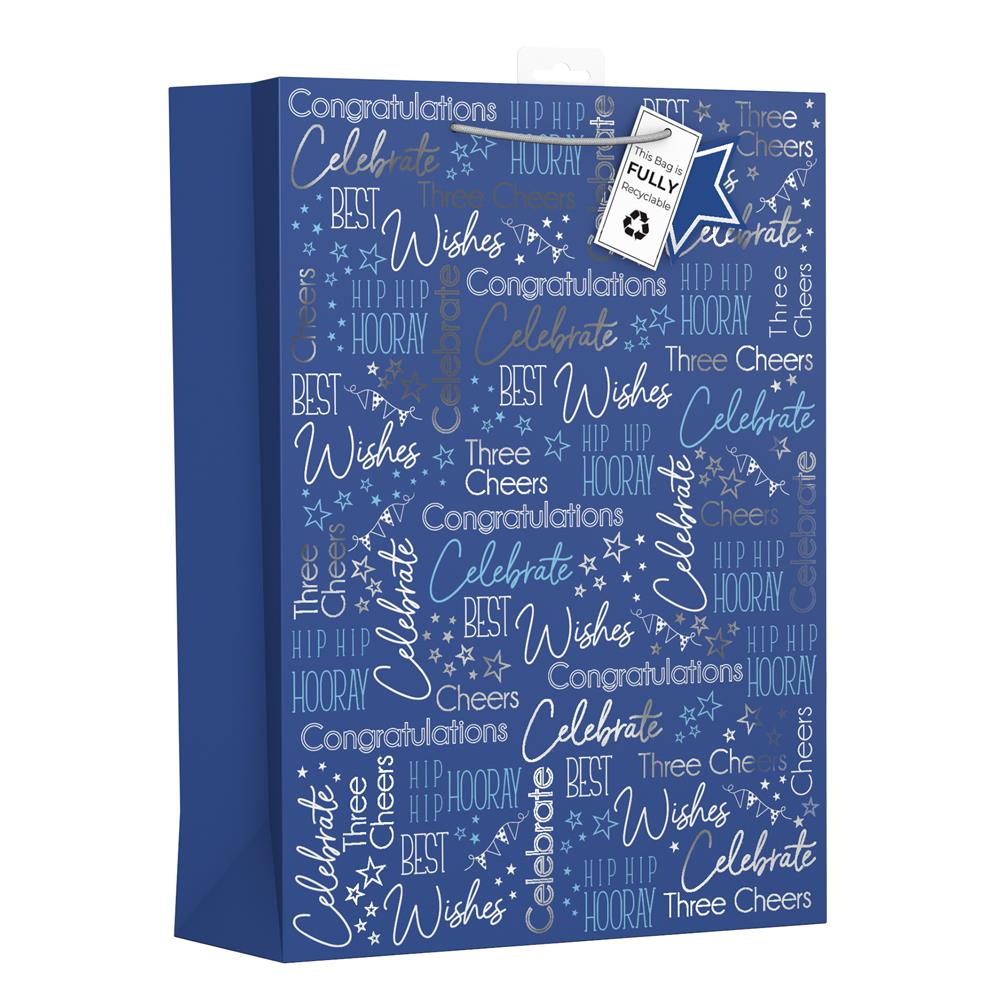 GIFTMAKER MALE BLUE TEXT GIFT BAG APX 48 X 33 CM. YANGB44X \\\KD29311