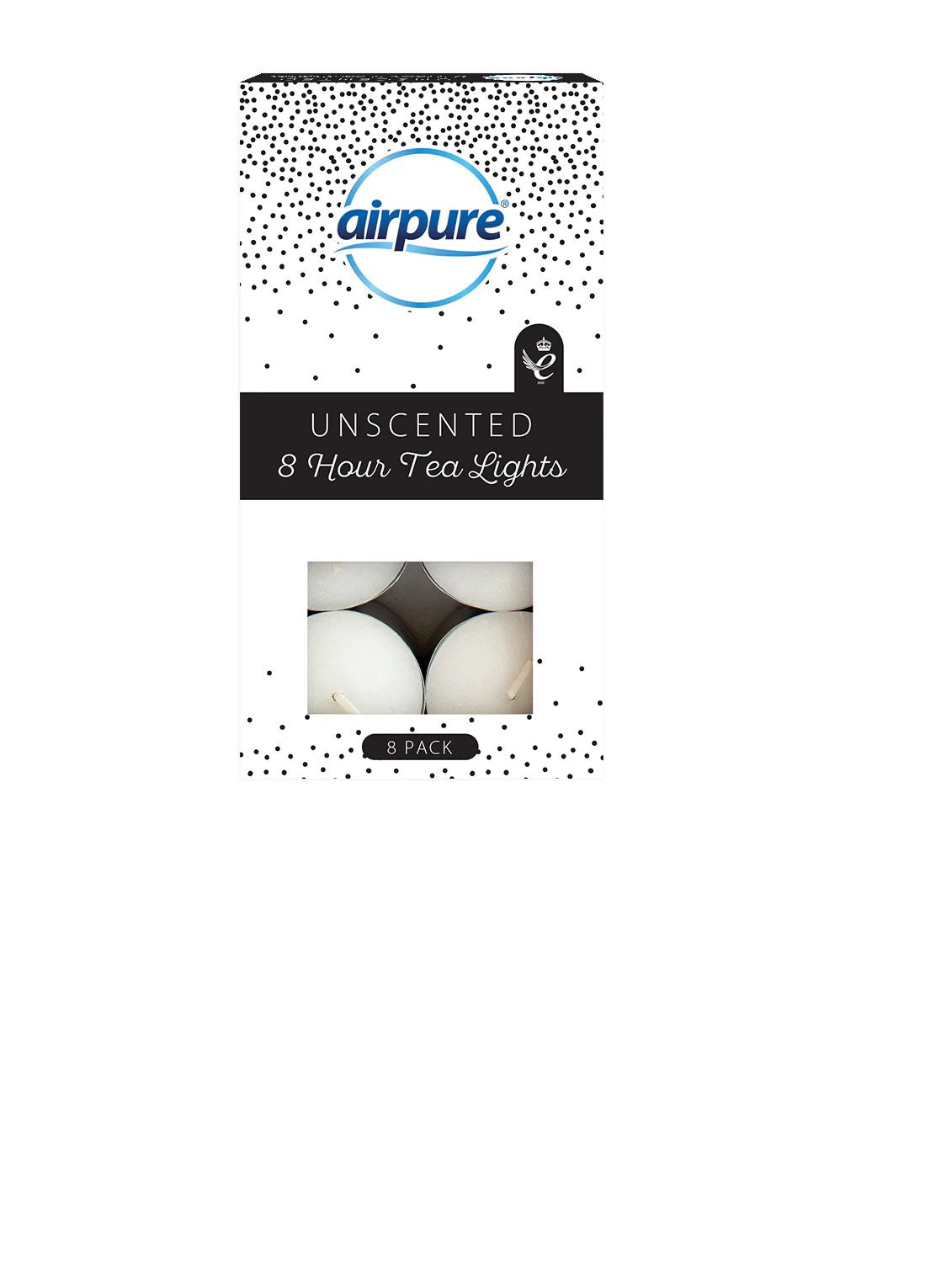 AIRPURE 8 HOUR UNSCENTED TEA LIGHTS CANDLE 8/PK. TL-8HR-8PK-178 \\\KD29324
