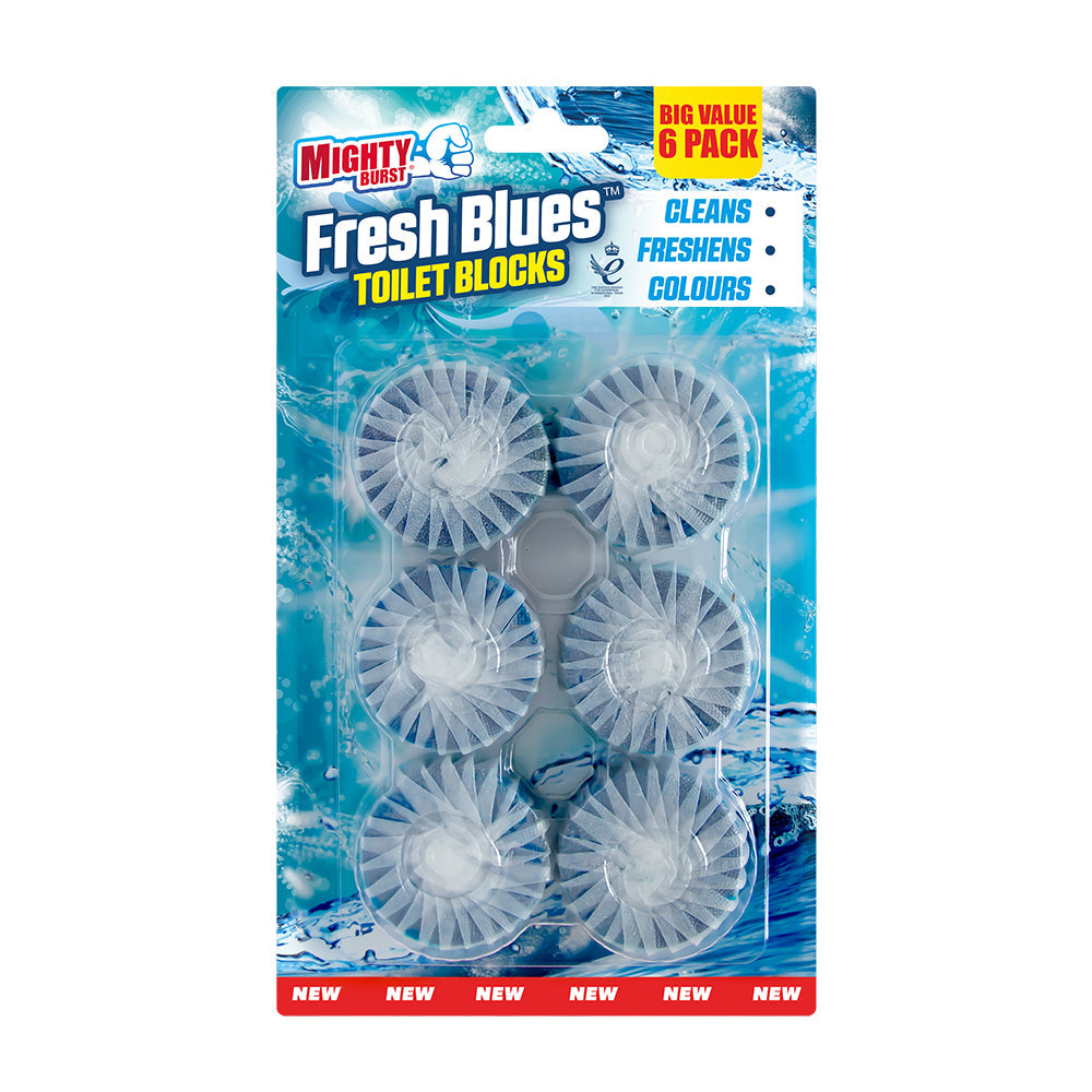 AIRPURE MIGHTY BURST FRESH BLUES TOILET BLOCKS 6/PK. FBTB724 \\\KD29331