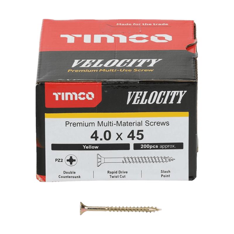 TIMCO VELOCITY SCREW PZ2 CKS ZYP 4X45MM 200/PK. 40045V \\\KD29349