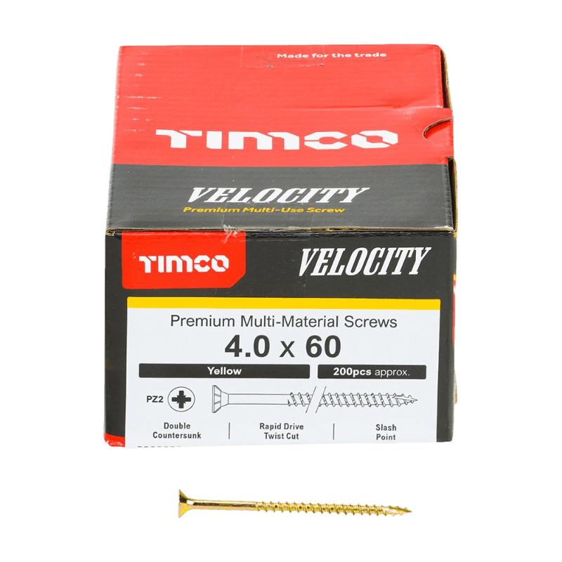 TIMCO VELOCITY SCREW PZ2 CKS ZYP 4X60MM 200/PK. 40060V \\\KD29351
