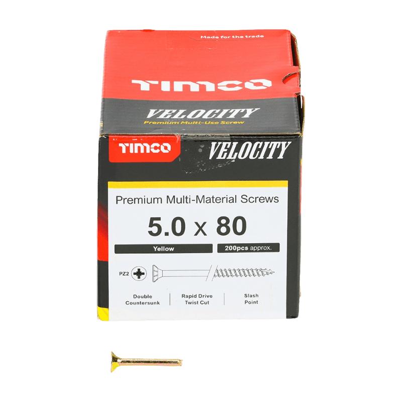 TIMCO VELOCITY SCREW PZ2 CKS ZYP 5 X 80 MM 200/PK. 50080V \\\KD29356