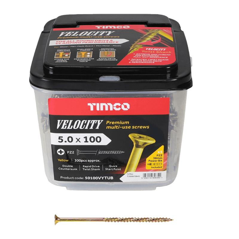 TIMCO VELOCITY SCREW PZ2 CKS ZYP 5 X 100 MM 300/PK. 50100VYTUB \\\KD29359