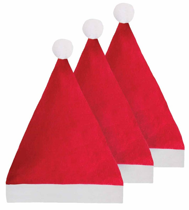 PLUSH XMAS FELT SANTA HATS 3/PK. TAXS0320 \\\KD29379