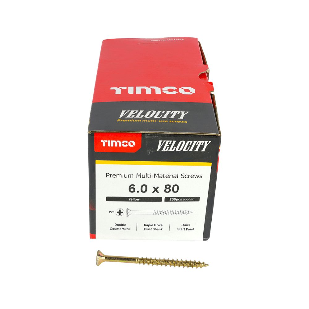 TIMCO VELOCITY SCREW PZ3 CKS ZYP 6 X 80 MM 200/PK. 60080V \\\KD29404