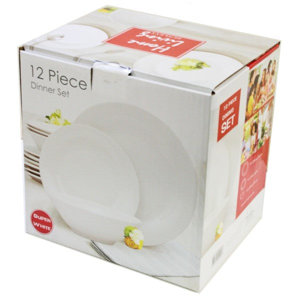 DUNLEVY SUPER WHITE DINNER SET 12 PIECES. CH1012 \\\KD29462
