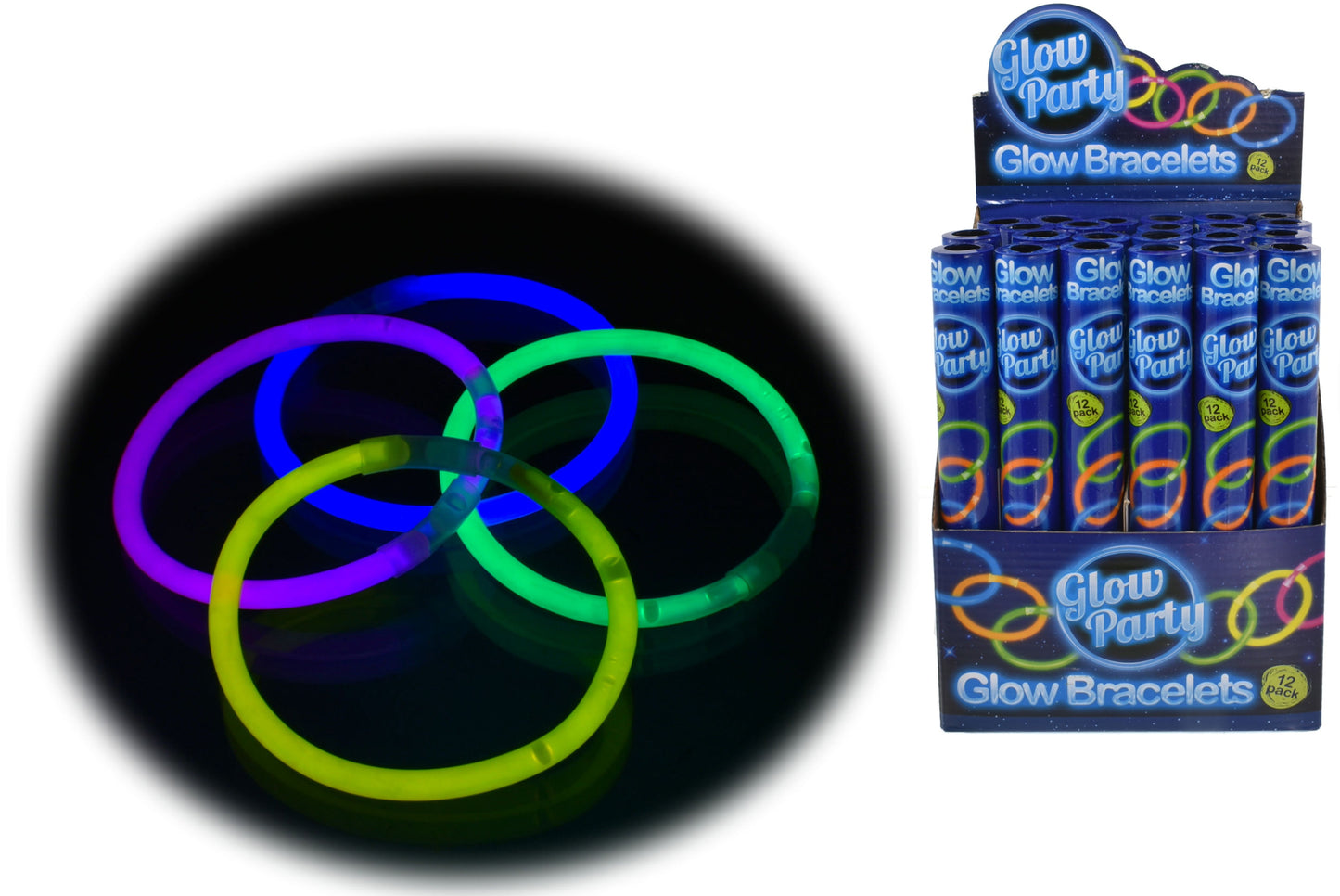 GLOW BRACELET IN COLOUR TUBE 12/PK. TY1647 \\\KD29522