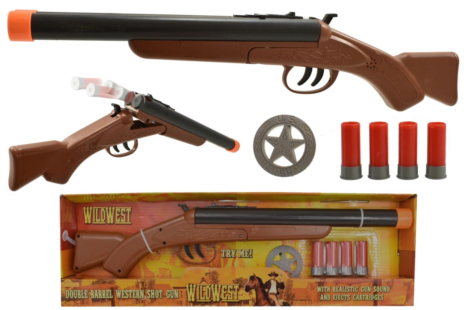 WILD WEST DOUBLE BARREL WESTERN COWBOY BO SHOT GUN TOY. TY9696 \\\KD29538