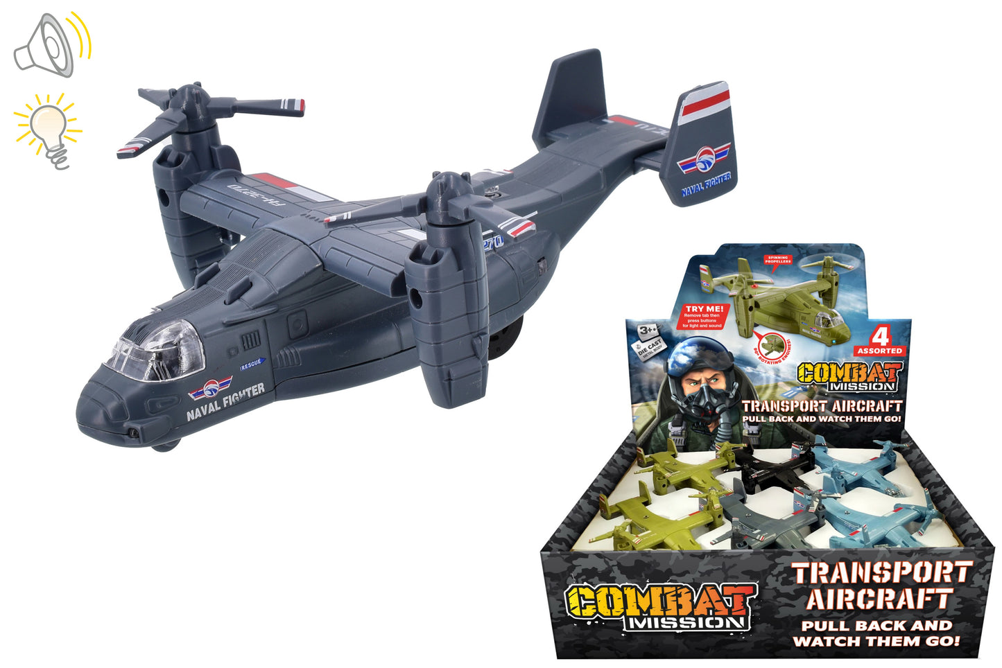 COMBAT MISSION DIE CAST AIRCRAFT WITH LIGHT AND SOUND. TY122 \\\KD29589