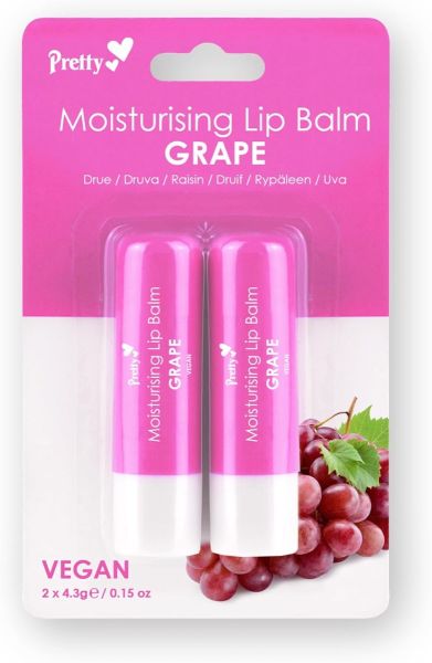 PRETTY MOISTURISING LIP BALM GRAPE 2 X 4.3G. 37503-019 \\\KD29636