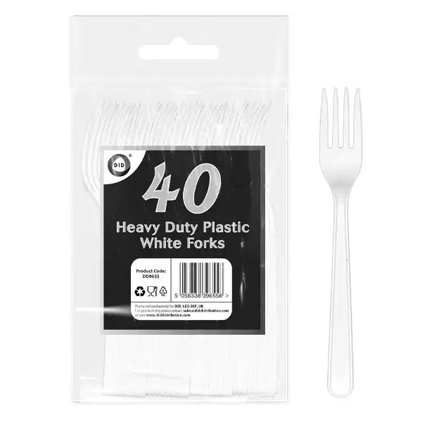 DID HEAVY DUTY PLASTIC FORKS 40/PK -WHITE. DD9655 \\\KD29696